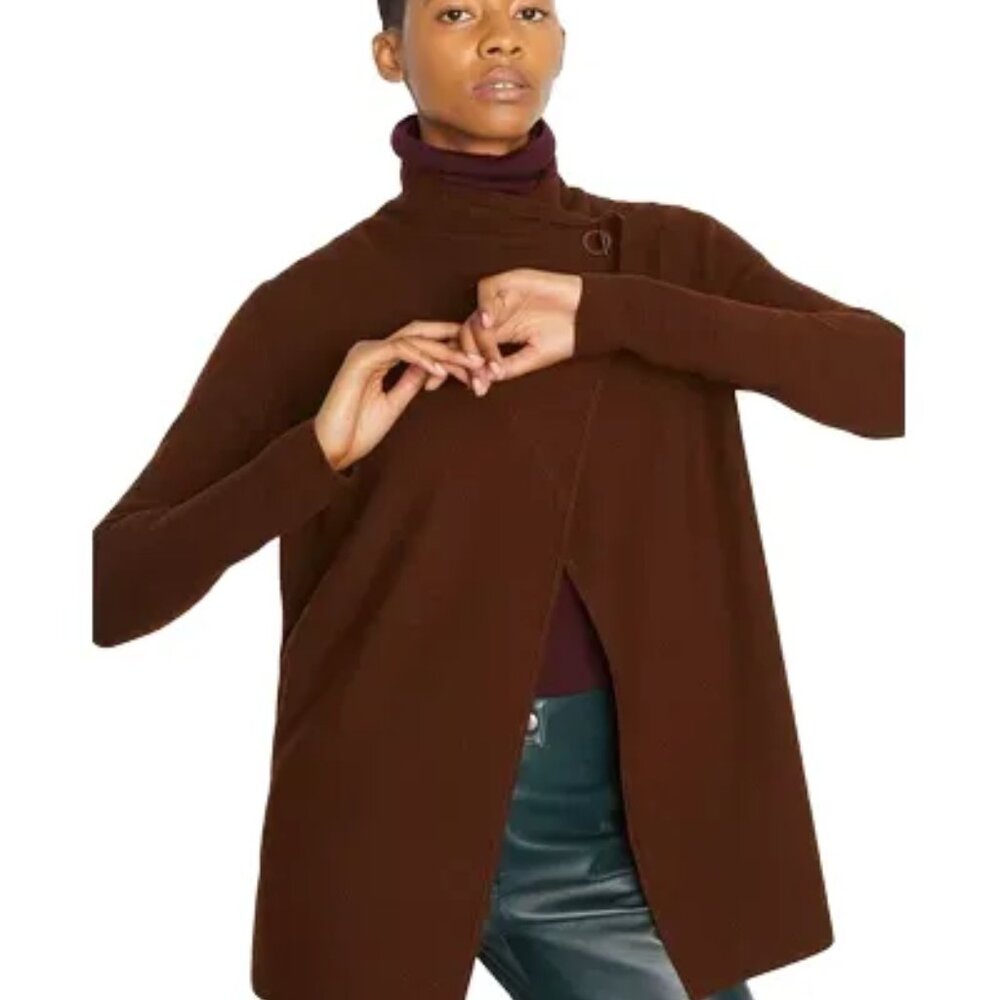 JIGSAW Ring Fastening Pique Cardigan in Brown  100% Merino Wool  SZ M